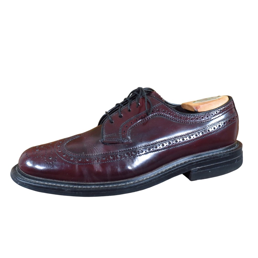 Stuart McGuire Imperial Mens Longwing Blucher Sz 8 Formal Dress Burgundy Leather
